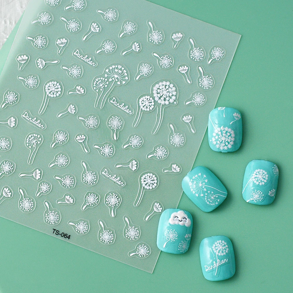 

Dandelion 5D Nail Sticker Sliders For Nails Gel Polish Sticker Manicure Embossed Nail Art TS-064