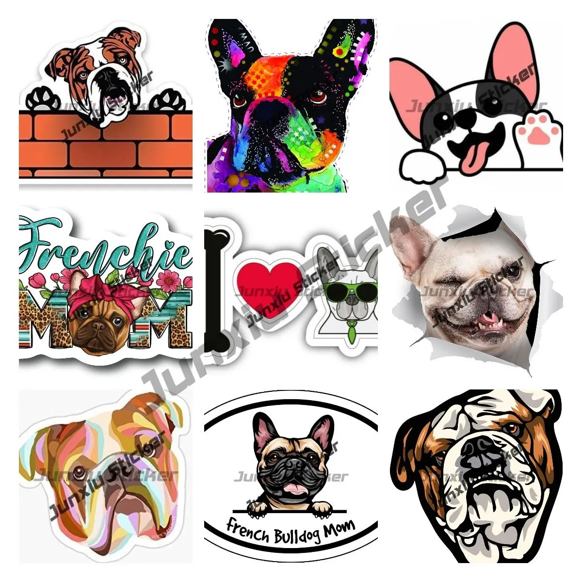 

Наклейка в виде бульдога, английского бульдога, домашнего питомца, собаки, французского бульдога, животное, наклейка в виде мультяшного гер...