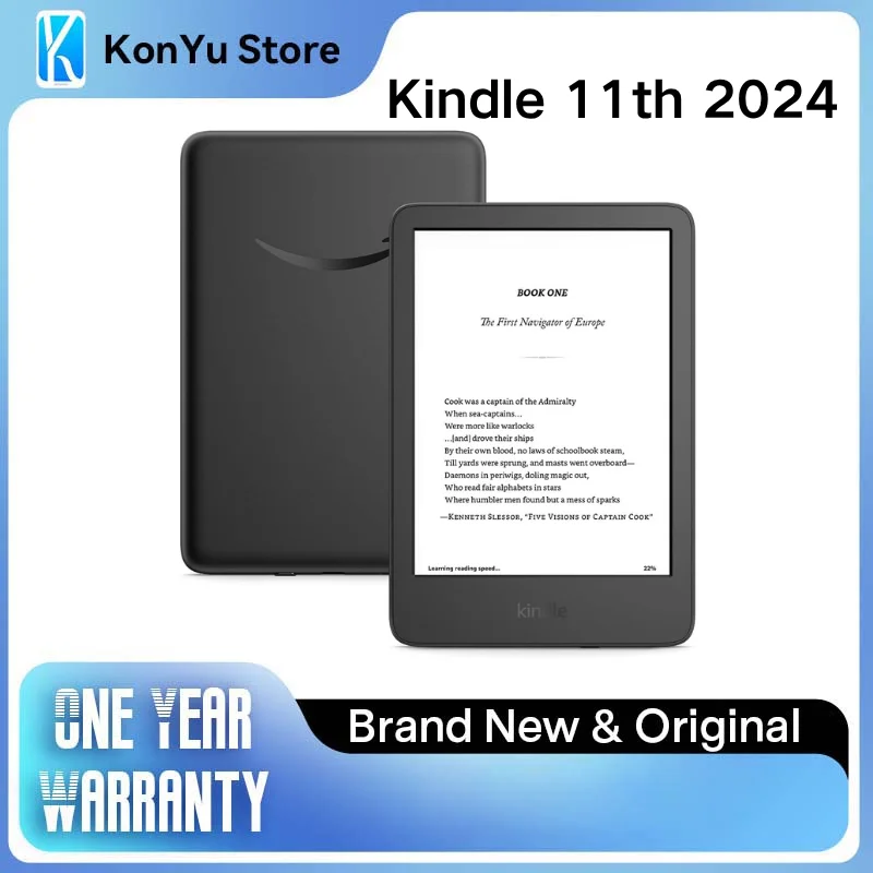 Фото Новый Kindle 11-го поколения 2024 года, 6-дюймовый E-Ink дисплей, 16 ГБ встроенной памяти, Wi-Fi, портативный цифровой ридер для любителей чтения №1