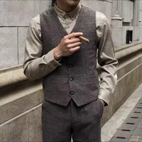 mens slim herringbone vest british retro business casual mens suit vest groomsmen wedding party vest