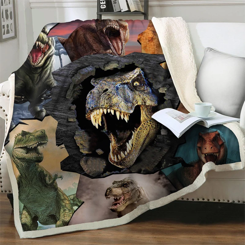 

Cartoon Dinosaur 3D Print Blanket Thicken Child Quilts for Beds Sofa Cover Home Living Bedroom Portable Throw Blankets Drop Ship