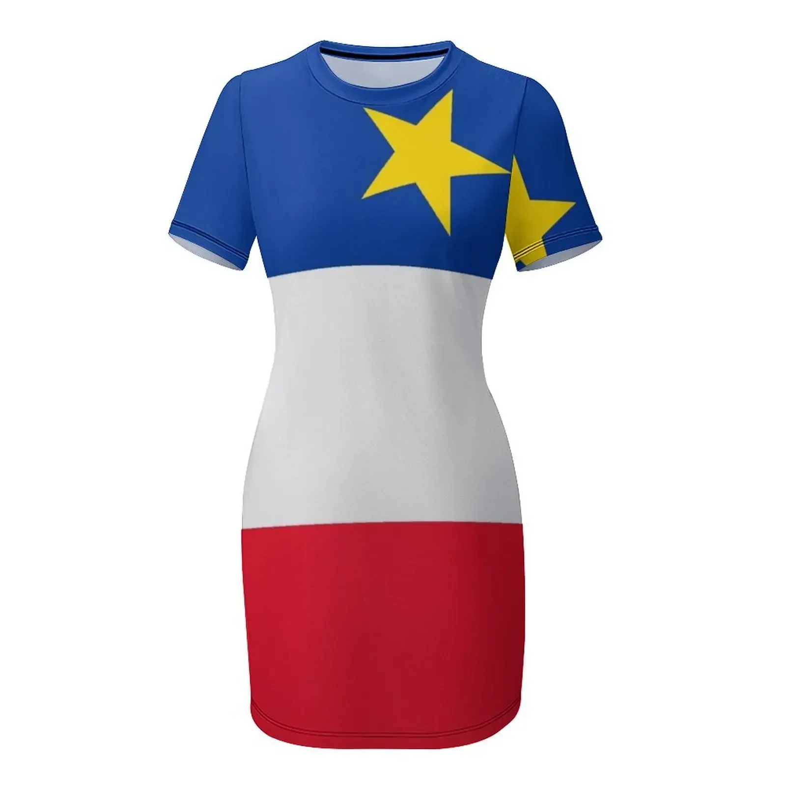 Фото Платье с коротким рукавом Acadian Flag, женские вечерние платья, летнее платье 2026, повседневное платье для вечеринок, элегантное роскошное платье для женщин. №4