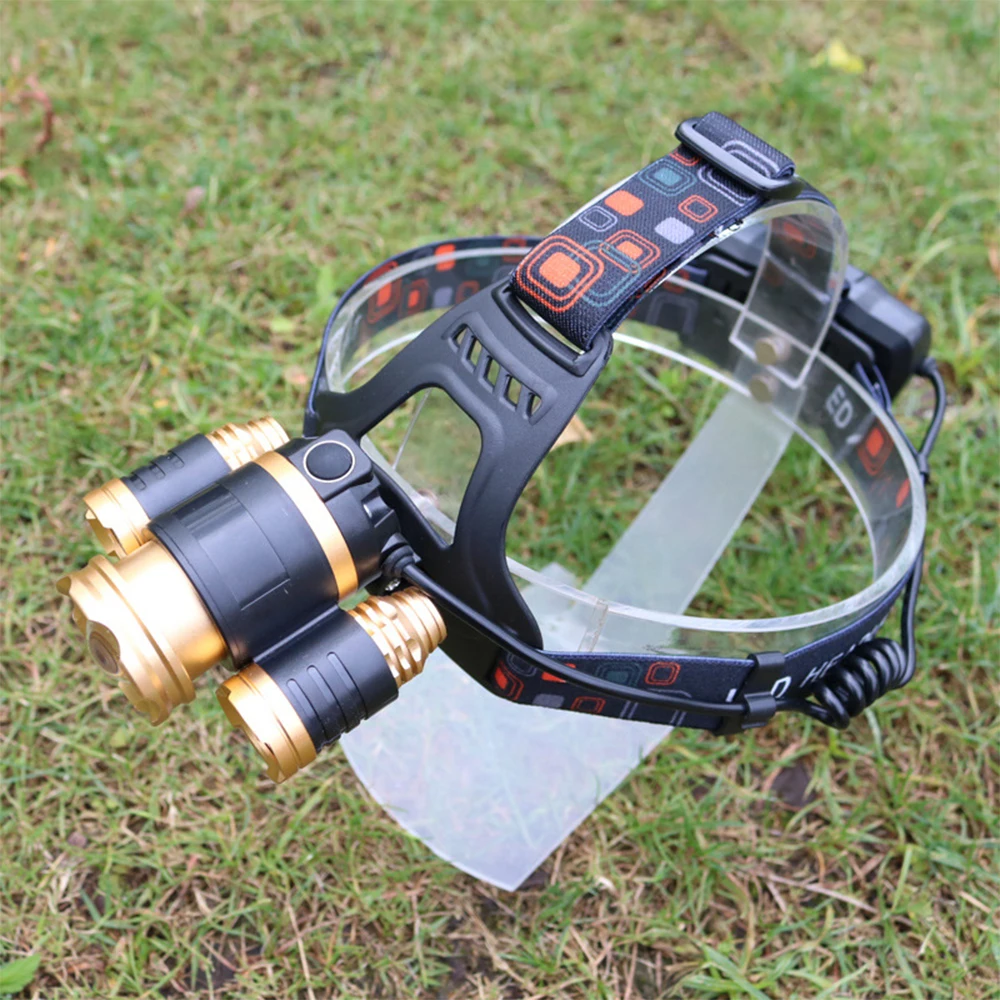 Мощный 3-головочный светодиодный налобный фонарь белый/УФ-свет Скорпион