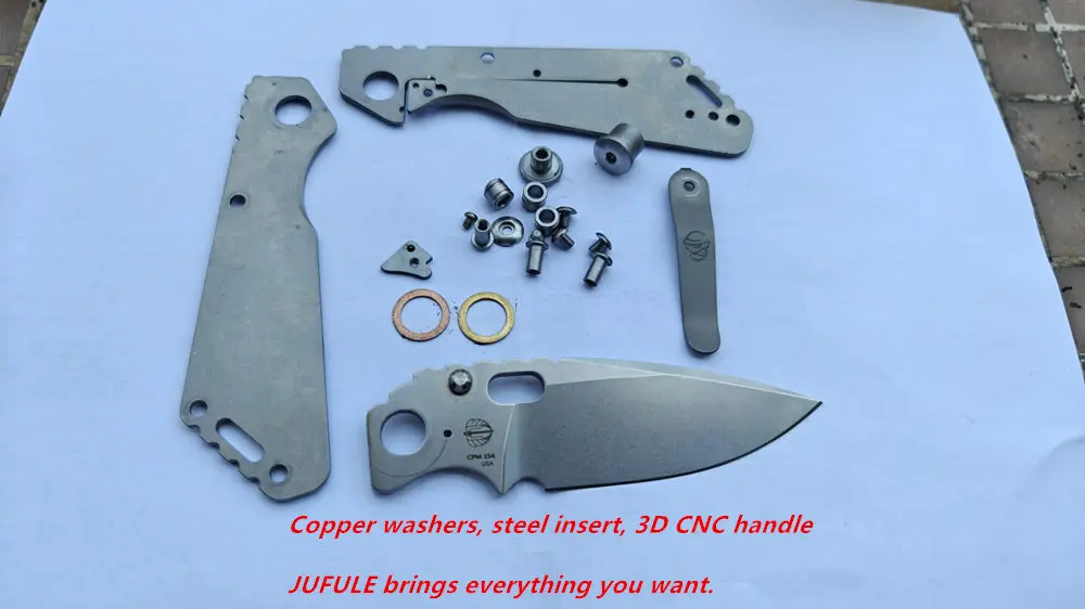 Фото Складной нож JUFULE 2026 Monkey M.Strider SNG с титановой рукоятью, сталью Cryro VG10 и медными шайбами, для кемпинга, охоты, активного отдыха и повседневного ношения (EDC) №5