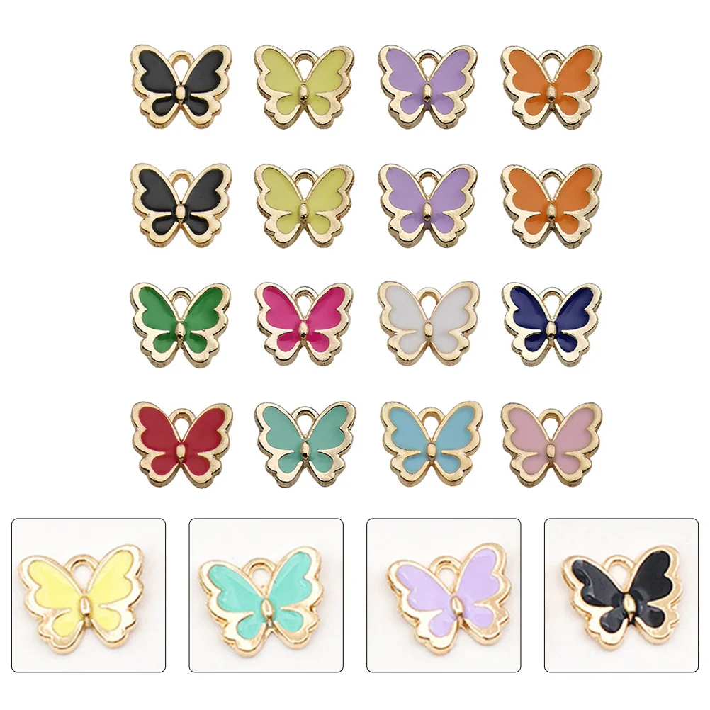 

100 Pcs Drip Oil Butterfly Pendant Butterflies Shape Key Pendants Bracelet DIY Jewels Crafts Jewelry Making Accessories