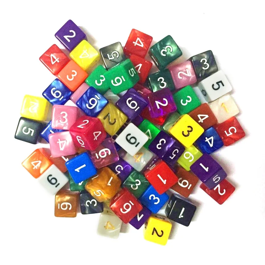 Набор прозрачных разноцветных игровых костей D6 для игры в казино