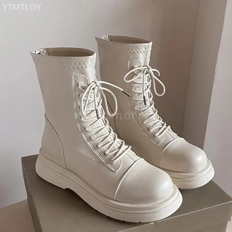 

Женские ботинки на толстой подошве, короткие ботинки в британском стиле на осень и зиму, красивые повседневные мотоциклетные туфли-лодочки ...