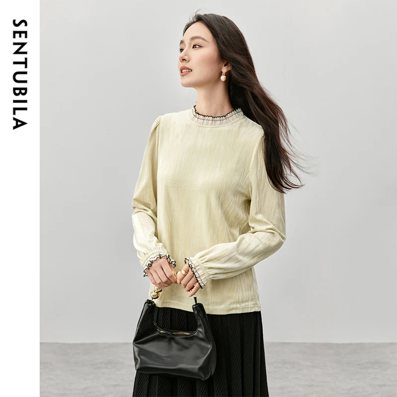 SENTUBILA пуловеры с оборками для женщин осень-зима 2023 повседневные элегантные