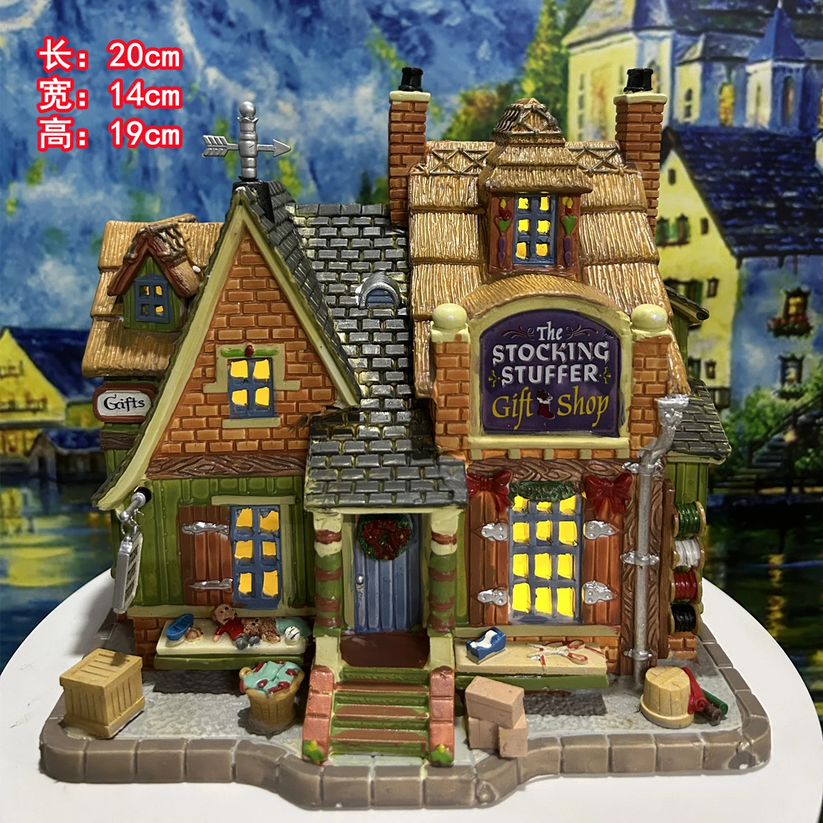 

Lemax Ceramic Painted Night Lamp House Miniature Version of European Building Home Furnishing Living Room Ornaments Gift