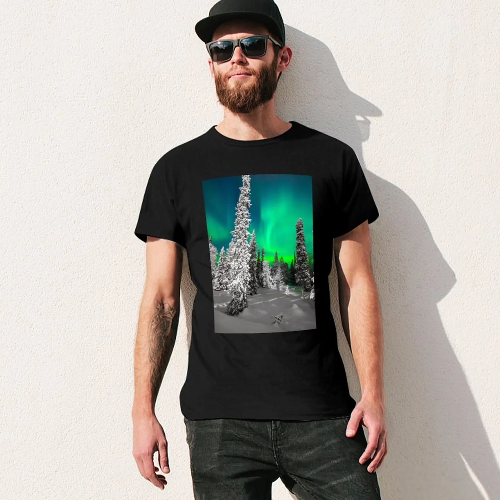 Футболка North Lights Aurora Borealis Arctic Winter Alaska винтажная Эстетическая одежда Мужская