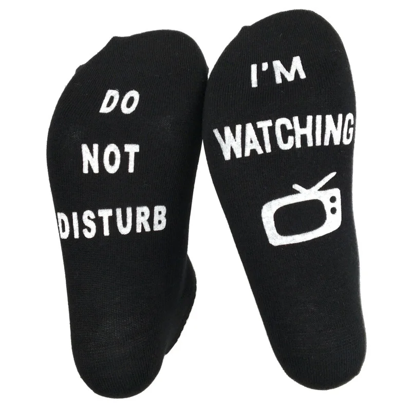 

Peonfly Do Fashion Not Disturb I'm Watching Tv Letter Harajuku Men Black White Ankle Skateboard Low Cotton Art Socks
