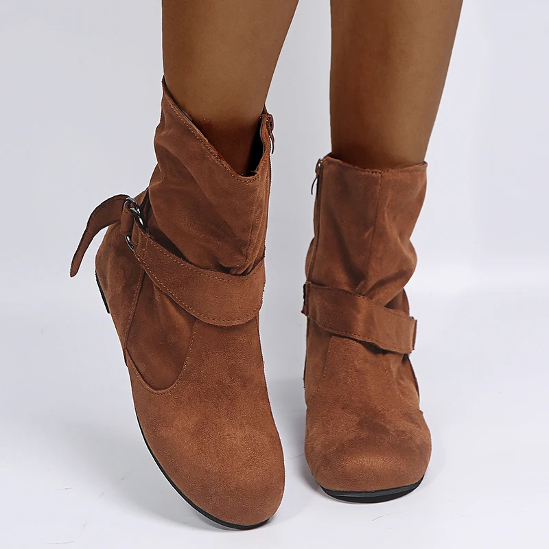 

Boots Platform Ankle Shoes Women Warm Snow Fashion Boots Non-slip Flats Suede 2022 New Winter Designer Walking Motorcycle Mujer