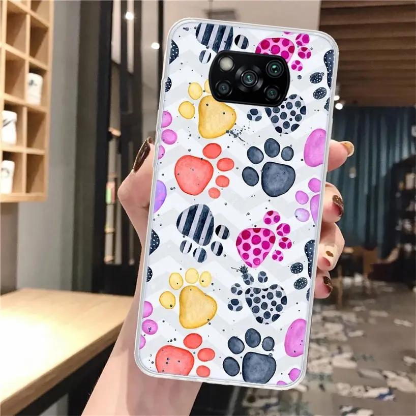 Милый мягкий чехол для телефона с изображением собачьих следов Xiaomi Poco X3 Pro X5 X4