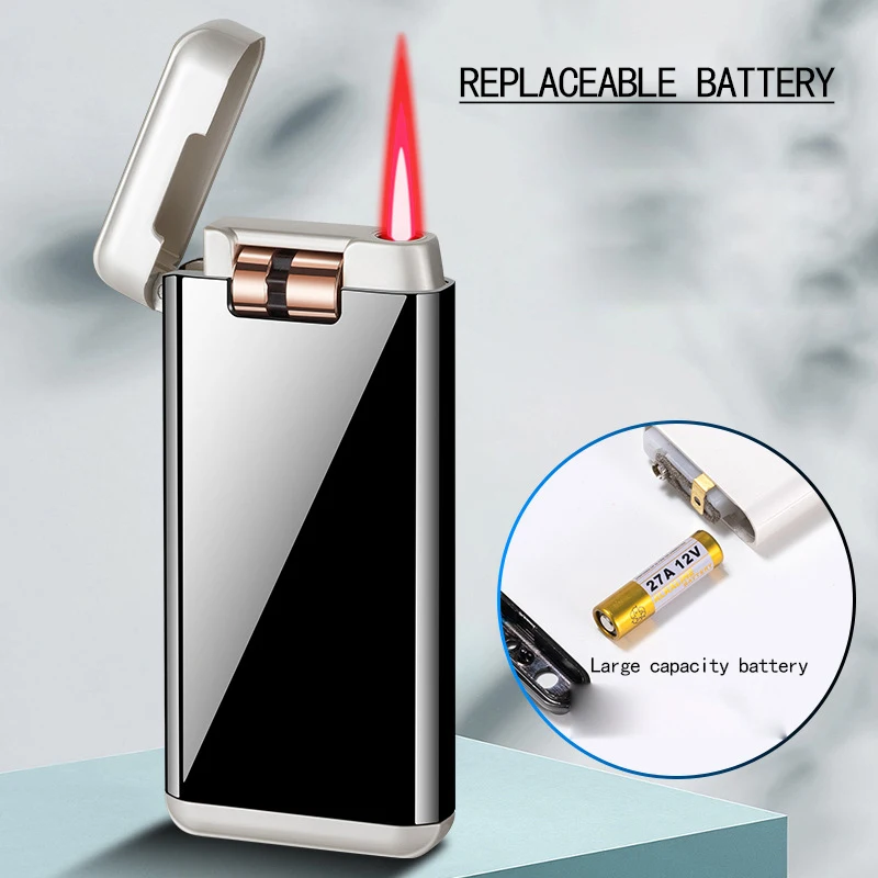 

Electronic Induction Lighter Windproof Metal Roller Touch Gold Fashion Dual Battery Lighters Dropshipping Smoking Accessories