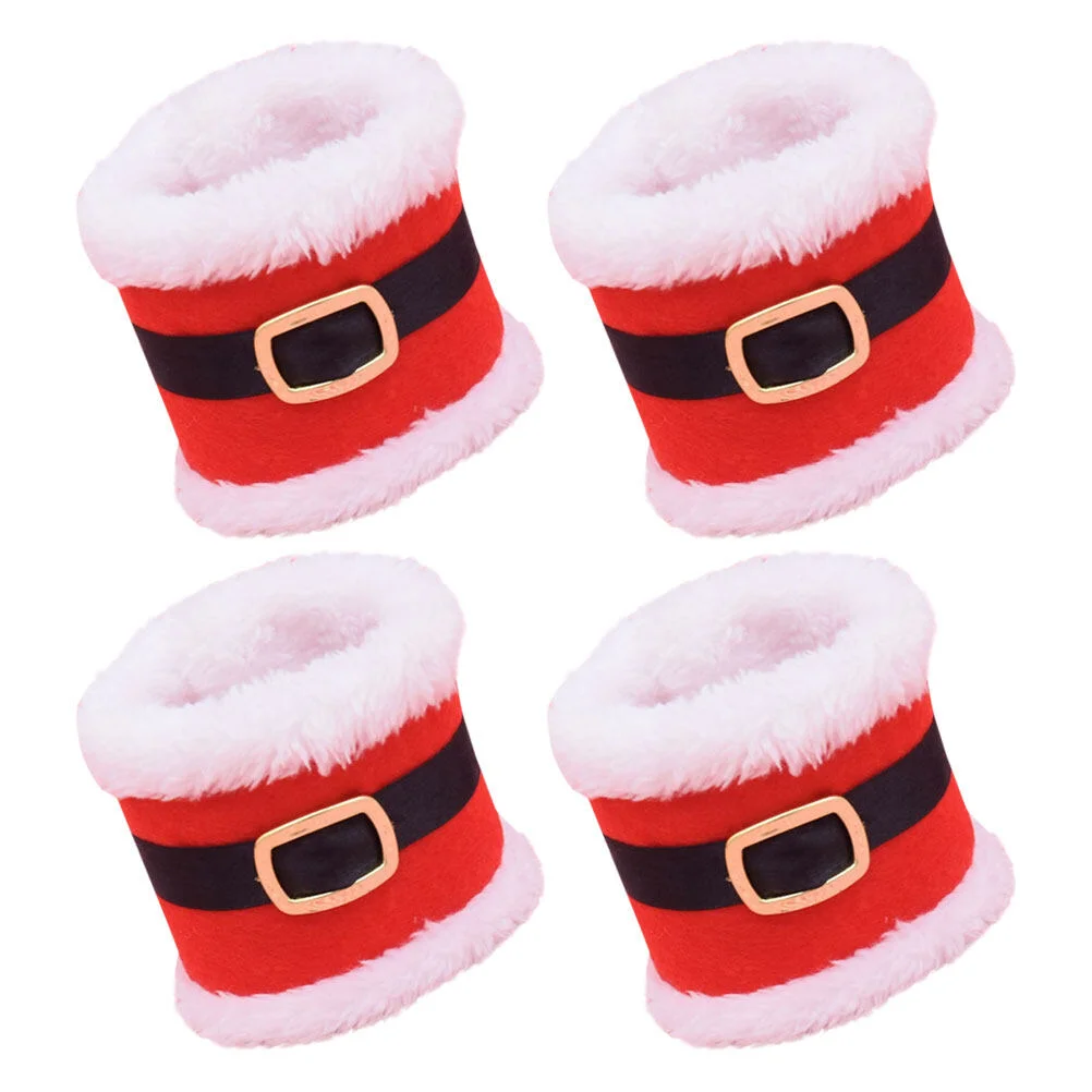 

4 Pcs Christmas Napkin Roll Set Circles Holder Decorations Household Practical Ring Cloth Holders Home Accents