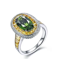 hoyon womens jewelry t square diamond color ring imitation natural emerald tourmaline color treasure open ring for wedding