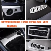 abs matte car glass lift headlamps air outlet cigarette sticker frame cover trim for vw t cross t cross 2019 2022 accessories