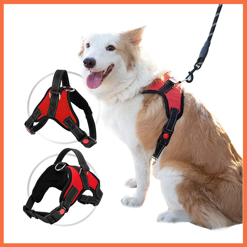 

Поводок с защитой от взрывов для домашних питомцев, жилет для собаки, светоотражающий дышащий Регулируемый жилет с ручкой для улицы