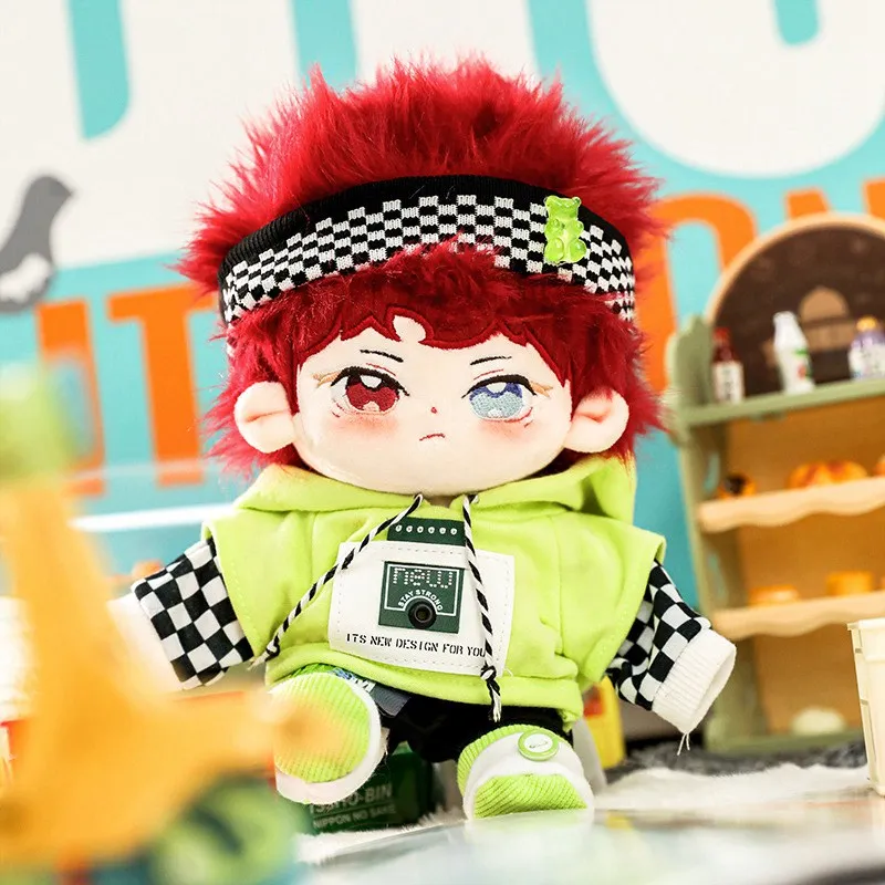 

20cm Handsome Plush Cotton Doll Stuffed Super Star Figure Idol Toy No Attribute Fat Body Red Hair Dolls Can Change Clothes Gifts