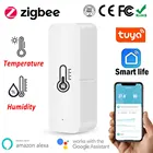 Датчик температуры и влажности Tuya Zigbee, комнатный гигрометр с контроллером для умного дома, с приложением для отслеживания в режиме реального времени для Alexa Google Home