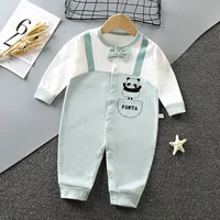 2022 New Spring Autumn Baby Romper Girl Boy Jumpsuit Soft Comfortable 100% Cotton Clothes Newborn Outfit Boutique Bowtie Panda