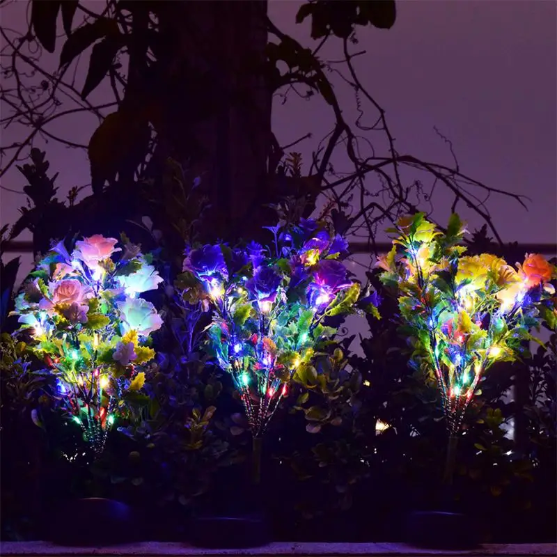 

42 Led Solar Flower Landscape Light Solar Panel Power Supply Led Solar Powered Lights Energy Saving Ip55 Waterproof Yellow Lamp