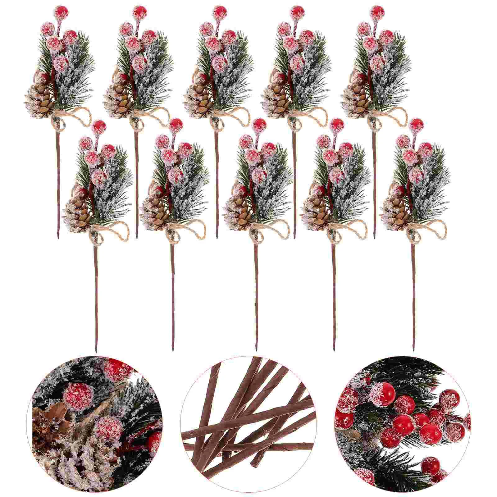 

Artificial Pine Needles Garland Red Berry Pine Pick Branches For Christmas Flower Arrangement Wreaths Decorations
