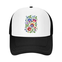 custom poland folk flowers trucker hat for men women adjustable polish floral print baseball cap streetwear snapback caps