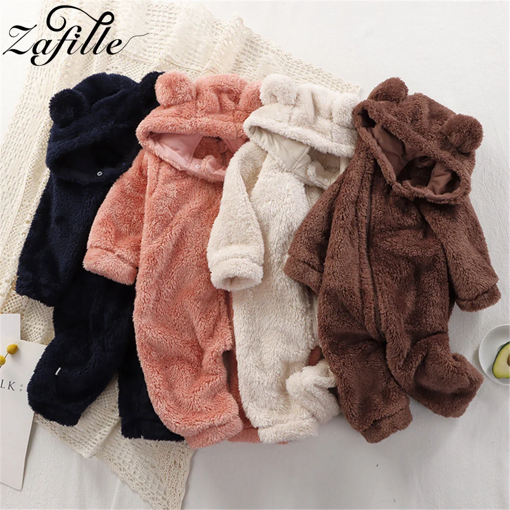 ZAFILLE детские комбинезоны на молнии Зимняя флисовая одежда для сна новорожденных