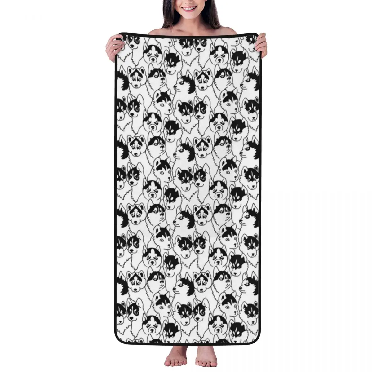 

Siberian Husky Beach Towel for Adult Kids Microfiber Bath Towel Blanket for Camping Swim Pool Travel Beach Gym