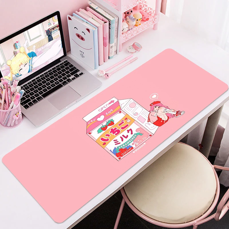 Игровой коврик для мыши с клубничным молоком милый большой Настольный