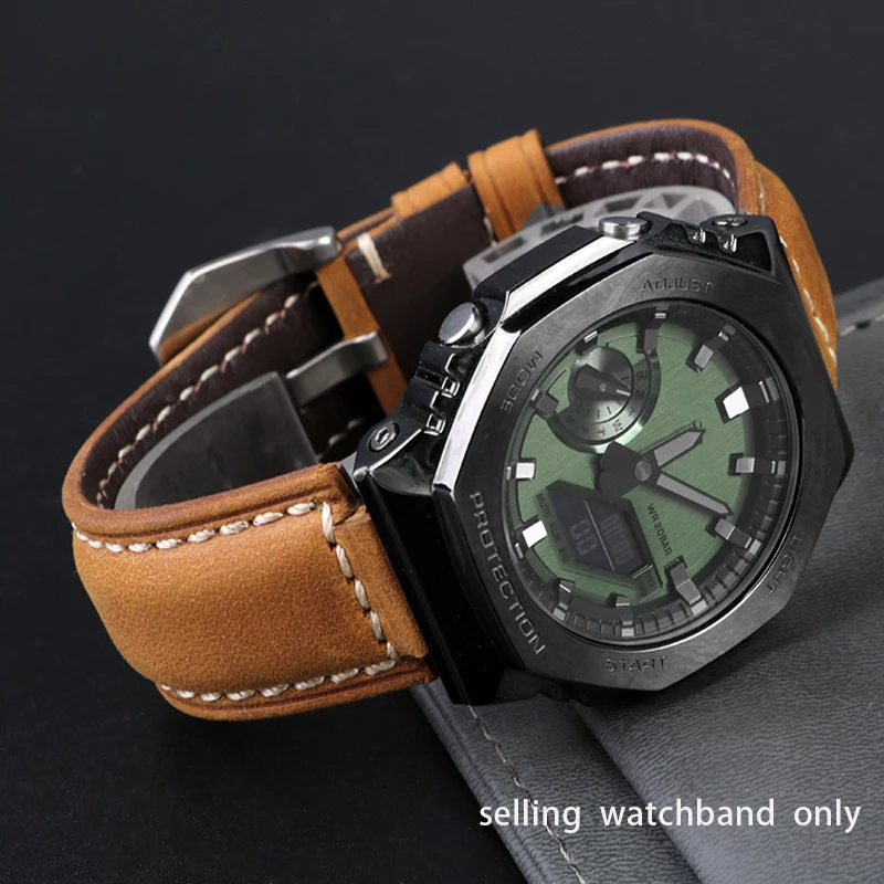 

Raised leather watch strap 24 * 16MM for Casio Watch GM-2100 GA-2100 Rural Oak Series Frosted Vintage Watch with wristband strap
