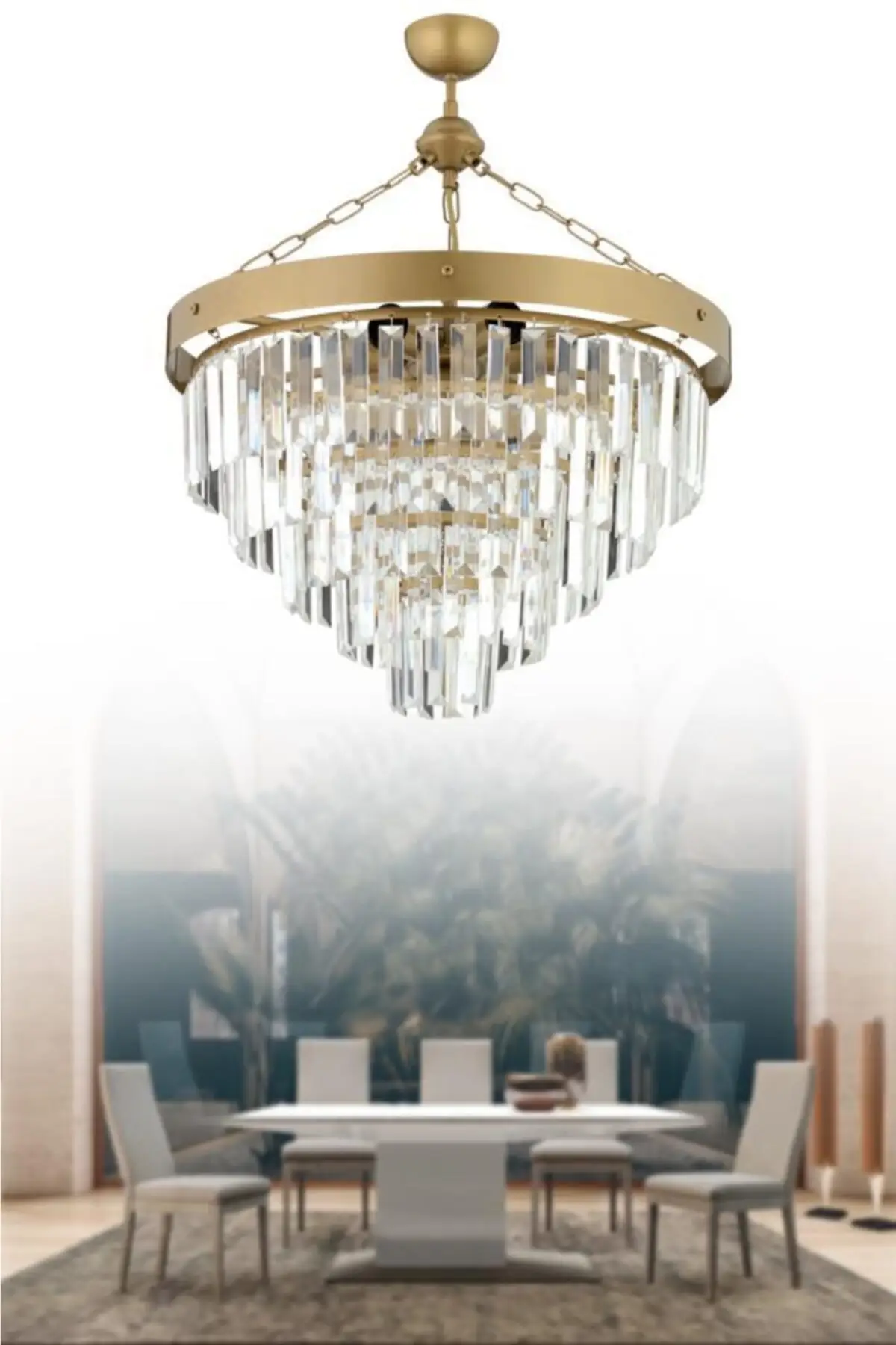 

Linda 50's Tumbled Lux Crystal Stone Chandelier