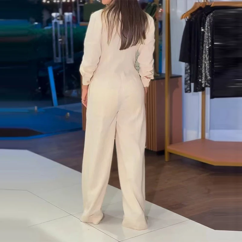 Женский повседневный длинный комбинезон с длинными рукавами и карманами