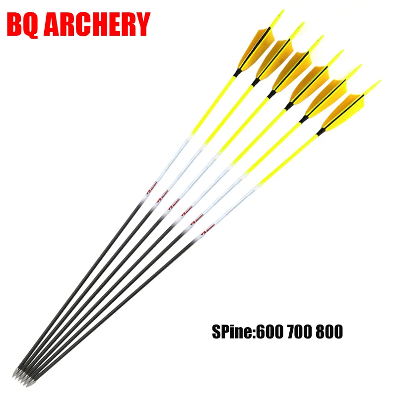 

12pcs Archery Carbon Arrow ID4.2mm Spine 600 700 800 900 3inch Turkey Feather Recurve Bow Hunting Bow Archery Shooting