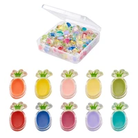 1 box 100pcs strawberry pineapple mixed fruit transparent enamel acrylic beads necklace earring charms for diy jewelry making