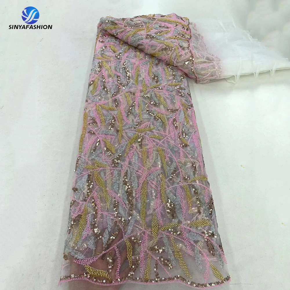 Женская роскошная кружевная ткань с африканскими блестками свадебная вышивка 2023