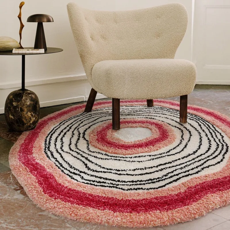

Круглый ворсовый коврик, современный коврик для пола, прикроватный розовый коврик, Уютный Мягкий впитывающий нескользящий коврик для украшения гостиной