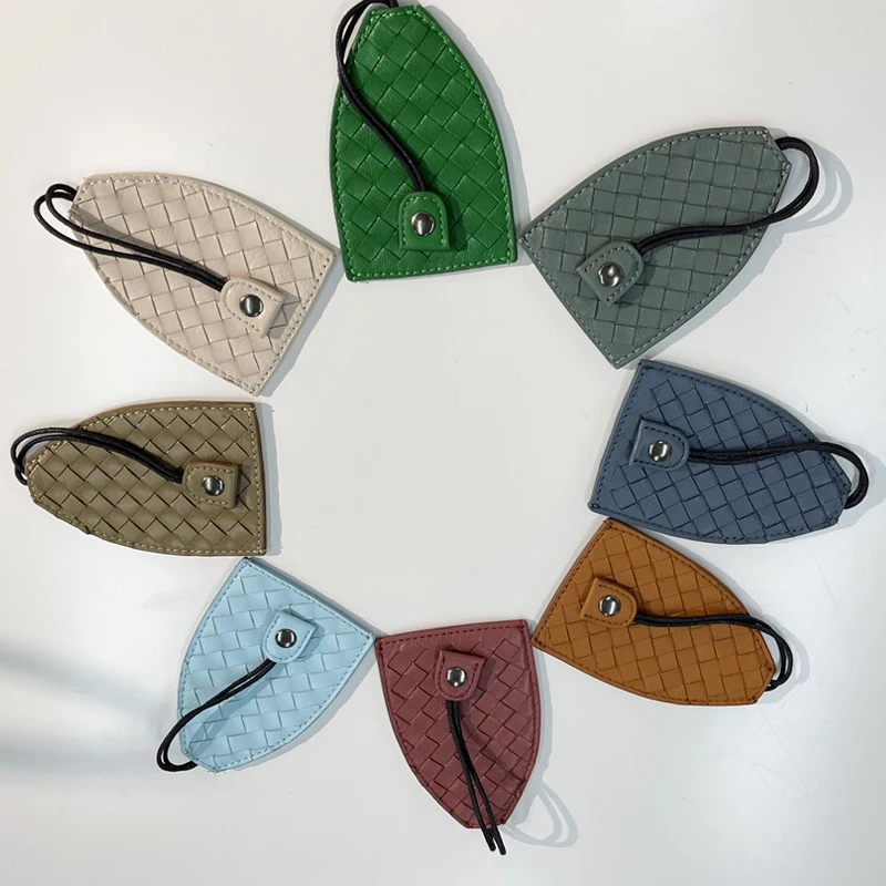 2022 New Pull-out Authentic Leather Sheepskin Hand-Woven Car Key Ring Waist Pendant Unisex Key Cover Case Compact Carrying Case