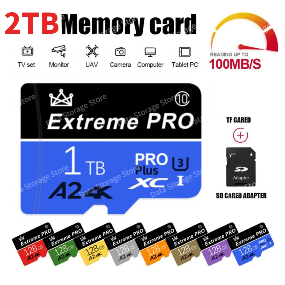 

U3 128GB Micro Memory Card 1TB 2TB Class10 A2 Mini SD Card Extreme Pro High Speed Write Super Compatibility Phone Camera TF Card