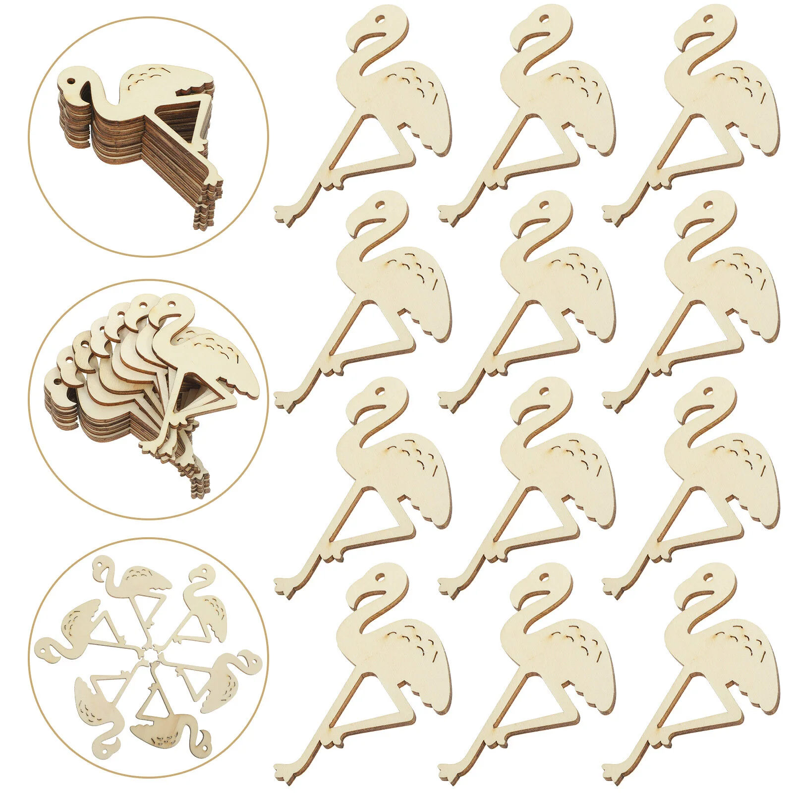 

12pcs Wood Decor Label Stakes Unfinished Signs Cutout Wood Bird Slices Embellishments Table Rustic Decoration DIY
