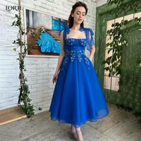 lorie deep ocean blue lace prom dresses adjustable straps a line flowers formal dance gowns appliques ankle length evening gown
