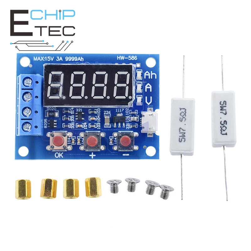 

Free shipping HW-586 1.2v 12v 18650 Li-ion Lithium Battery Capacity Tester Resistance Lead-acid Battery Capacity Meter Discharge