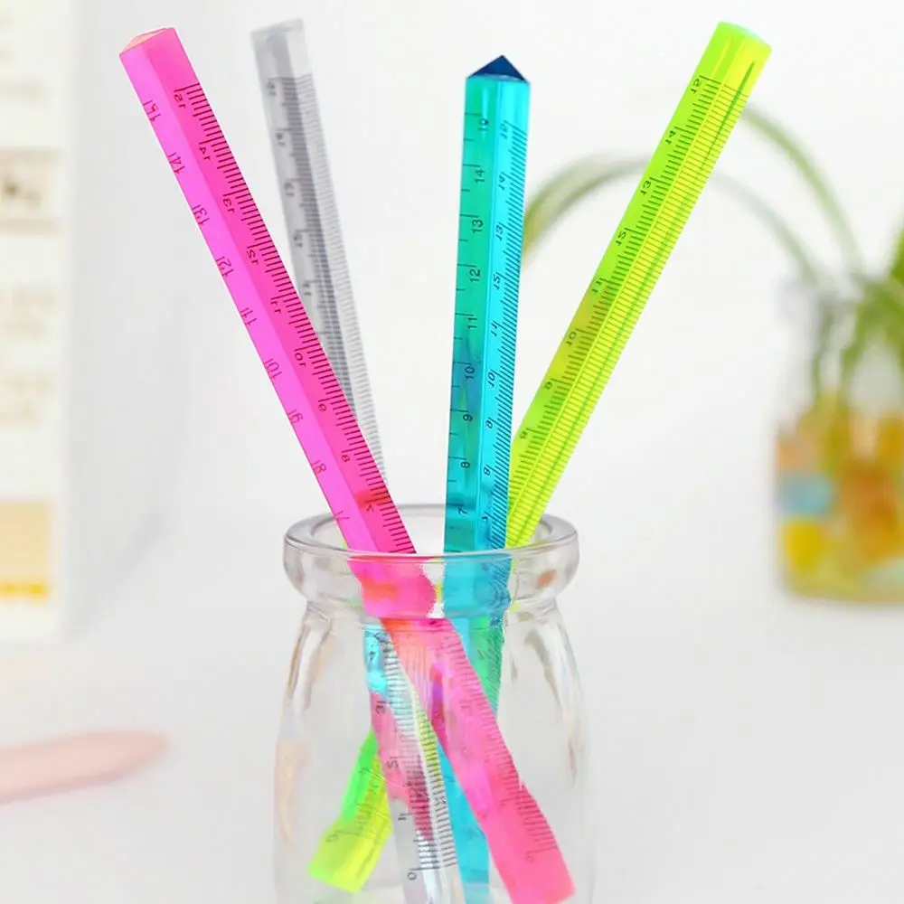 

5PCS School Supplies Transparent Students Gift 15/20CM Ruler Triangle Ruler Drawing Ruler Scale Ruler