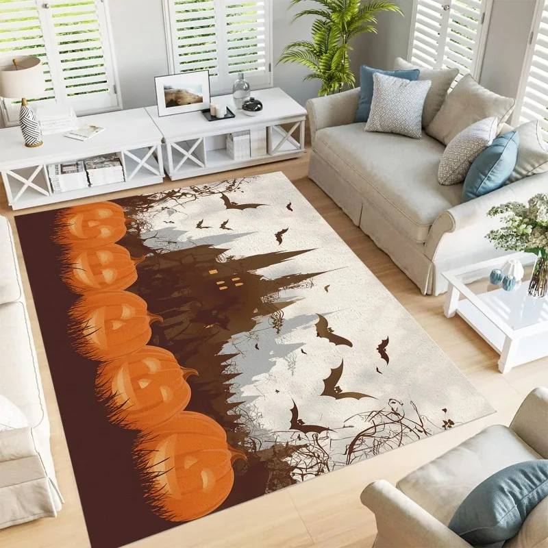 Нескользящий мягкий на ощупь короткий плюшевый стильный ковер с тыквой Хэллоуин