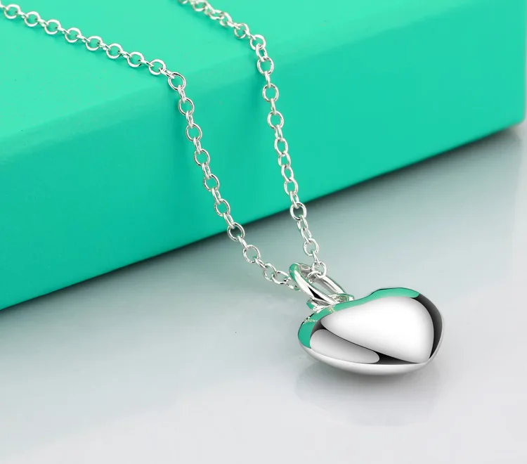 

New Popular brands 925 Sterling Silver Solid Romantic heart Necklace For Women Fashion party wedding accessories Jewelry gifts