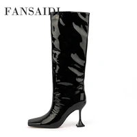 fansaidi fashion womens shoes slip on winter square toe new knee high boots high heels stilettos heels sexy elegant42 43 44 45