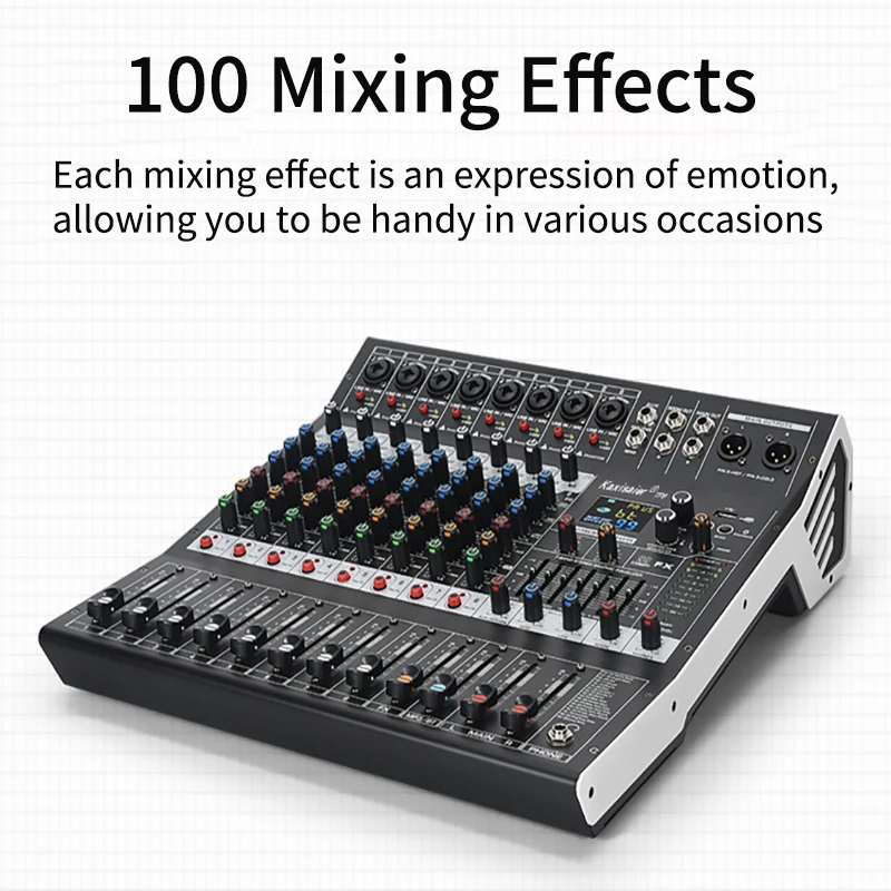 Цифровой микшер 8/12 каналов звуковой аудиомикшерный пульт со 100 цифровыми