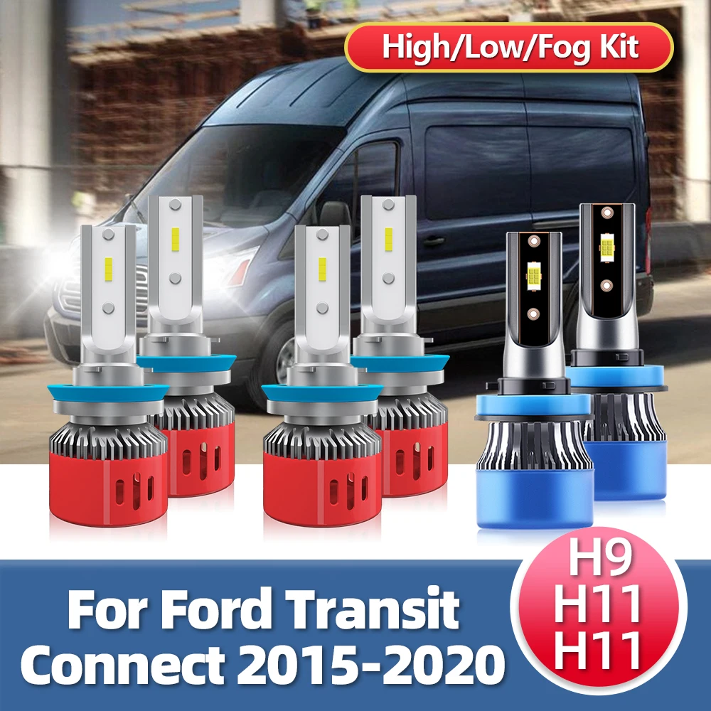 

2/6PC LED Headlight Fog Lamp Bulb Kit Combo High Low Headlamp Foglight Bright CSP Light For Ford Transit Connect 2014 2015-2020