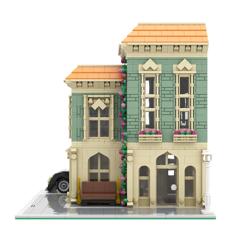 

MOC City Street View Architecture Modular Post Office Delivery Car Building Blocks Modular Construction Block Model Kids Gift